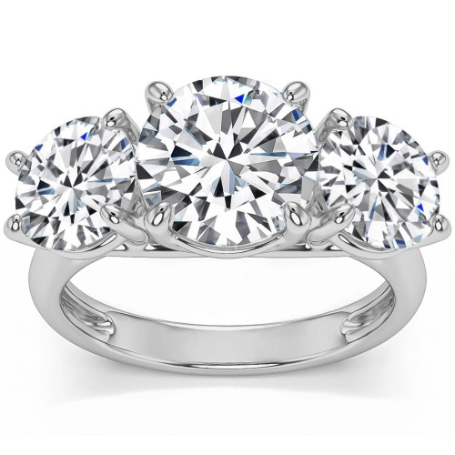5 1/2Ct Three Stone Lab Grown Diamond Engagement Ring White Yellow or Rose Gold (G-H, VS)
