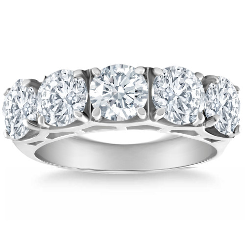 3 3/4Ct 5-Stone Lab Grown Diamond Wedding Ring 14K White Gold (G-H, VS)