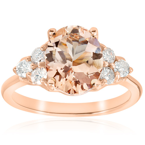 2 1/3 cttw Oval Morganite & Diamond Engagement Ring 14k Rose Gold (H-I, I1)