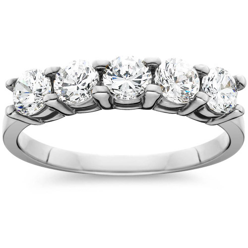 1 Ct TW Five Stone Diamond Wedding Ring in White, Yellow, or Rose Gold (G-H, I1)