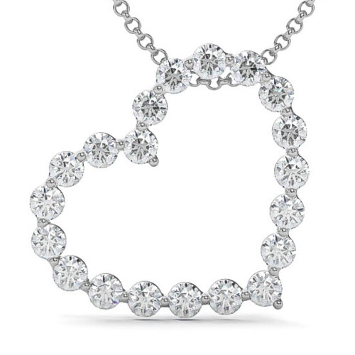 1 Ct Diamond Heart Pendant Necklace in White, Yellow, or Rose Gold Lab Grown (G-H, VS)