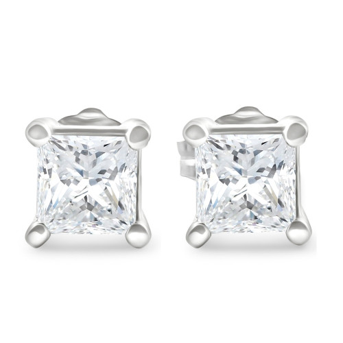 1 1/4Ct Princess Cut Diamond Studs in 14k White or Yellow Gold Lab Grown (F-G, VS)