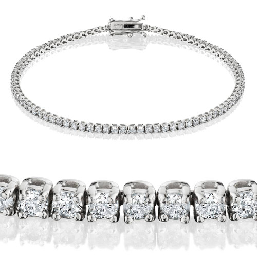 7 Pointer Single Line Platinum Tennis Bracelet with Diamonds JL PTB 64