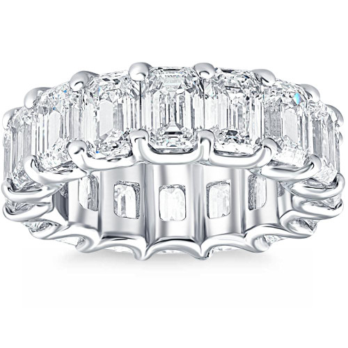 11 1/2Ct Emerald Cut Diamond Eternity Ring Gold or Platinum Band Lab Grown (F-G, VS)