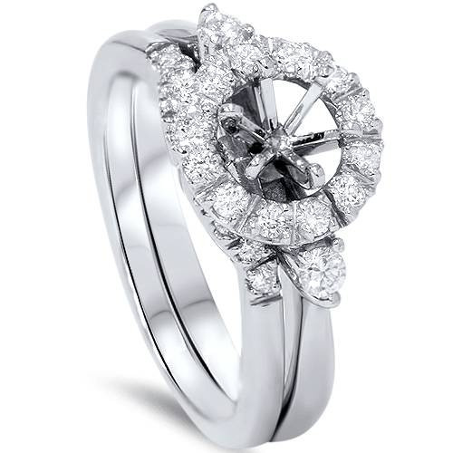 1/2ct Diamond Halo Engagement Setting Set 14K White Gold (G-H, SI)
