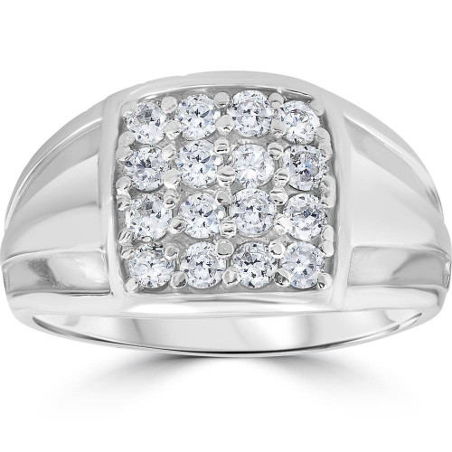 1 cttw Diamond Mens Ring 10k White Gold (I-J, I2-I3) 1 cttw Diamond Mens Ring 10k White Gold (I-J, I2-I3)