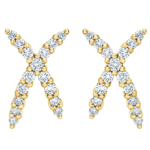 1/2Ct T.W. Diamond Fashion Women's X Shape Lab Grown Earrings 10k Gold Studs (G-H, VS2-SI1) 1/2Ct T.W. Diamond Fashion Women's X Shape Lab Grown Earrings 10k Gold Studs (G-H, VS2-SI1)