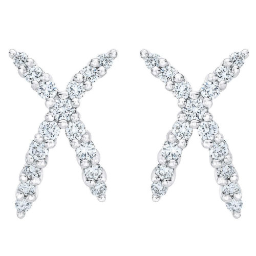 1/2Ct T.W. Diamond Fashion Women's X Shape Lab Grown Earrings 10k Gold Studs (G-H, VS) 1/2Ct T.W. Diamond Fashion Women's X Shape Lab Grown Earrings 10k Gold Studs (G-H, VS)