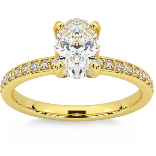 2 1/4CT Oval Moissanite & Lab Grown Diamond Engagement Ring White or Yellow Gold (G-H, VS2-SI1)