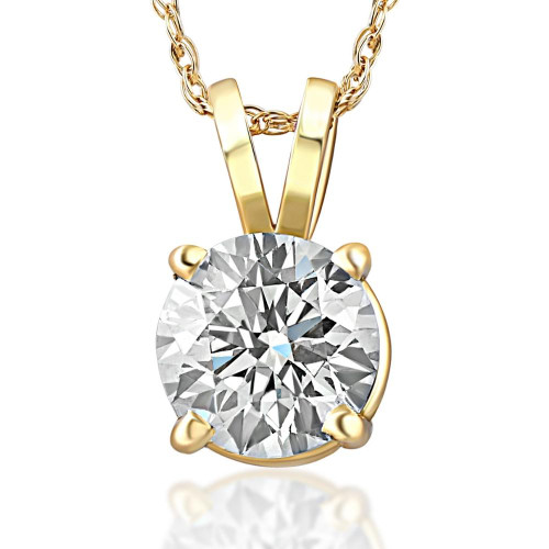 .75ct Round Cut Diamond Solitaire Pendant Necklace in 14k White or Yellow Gold (H-I, I1)