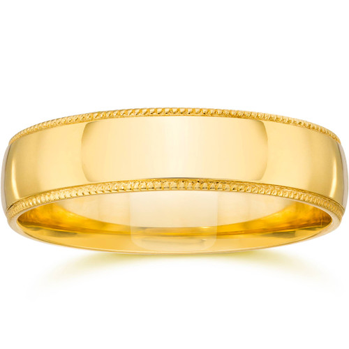 4mm Milgrain Wedding Band 14K Yellow Gold