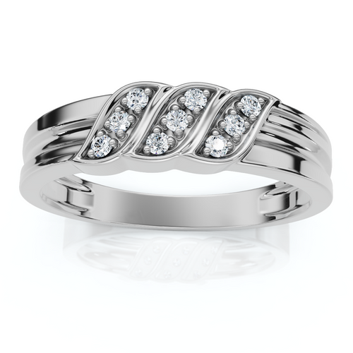 Men's Diamond Wedding Ring 10K White Gold High Polished Band (I-J, I2-I3)
