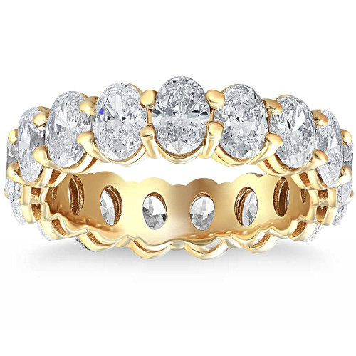 6 Ct TW Oval Cut Moissanite Eternity Ring 14k Yellow Gold