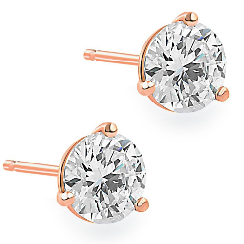 2 Carat Round Diamond Martini Studs 14K Rose Gold Enhanced (F, I(1)) 2 Carat Round Diamond Martini Studs 14K Rose Gold Enhanced (F, I(1))