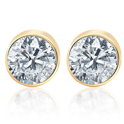 1.00Ct Round Brilliant Cut Natural Quality SI1-SI2 Diamond Stud Earrings in 14K Gold Round Bezel Setting (G/H, SI1-SI2) 1.00Ct Round Brilliant Cut Natural Quality SI1-SI2 Diamond Stud Earrings in 14K Gold Round Bezel Setting (G/H, SI1-SI2)