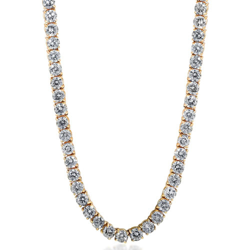 Huge 23 Ct Diamond Tennis Necklace 14K Yellow Gold 18" (J-K, I1)