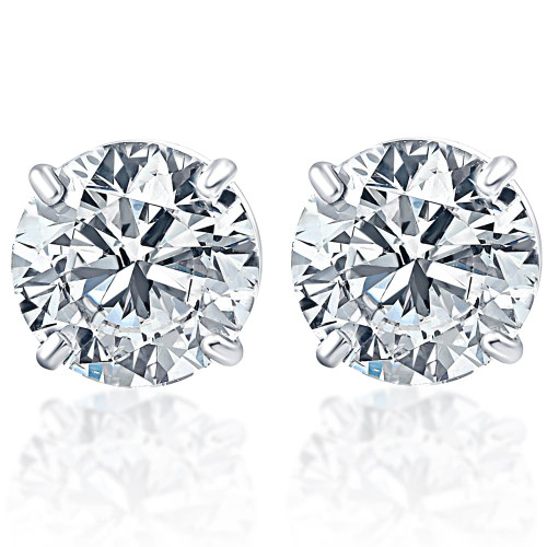 .25Ct Round Brilliant Cut Natural Diamond Stud Earrings in 14K Gold Basket Setting (G-H, I2-I3)