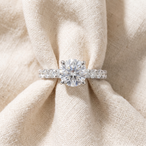 Certified 3 1/4Ct TW Round Diamond Engagement Ring 14k White Gold Lab Grown (G-H, SI)