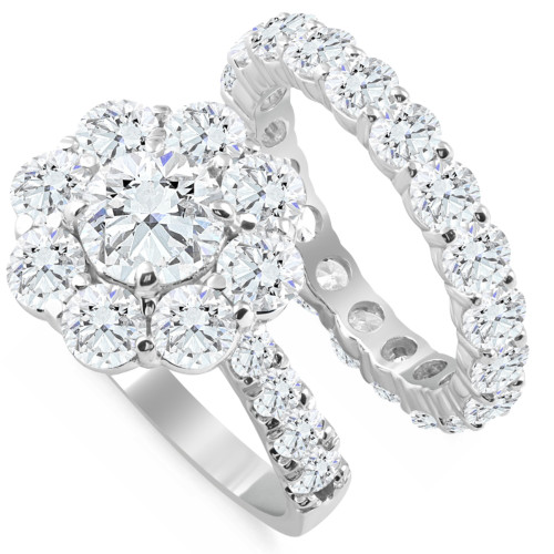 6 1/2Ct TW Round Diamond Engagement Wedding Ring Set 14k White Gold Lab Grown (G-H, SI)