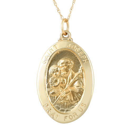 14k Yellow Gold St. Joseph Medal Pendant 1" Tall 2.5 Grams 14k Yellow Gold St. Joseph Medal Pendant 1" Tall 2.5 Grams