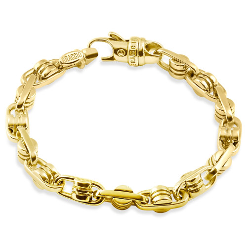 Men's 14k Gold (47gram) or Platinum (76gram) 6.5mm Link Bracelet 9" Men's 14k Gold (47gram) or Platinum (76gram) 6.5mm Link Bracelet 9"