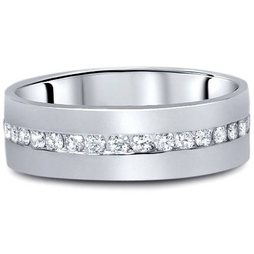 3 1/3ct Diamond Eternity 10mm Comfort Fit Wedding Mens Ring 14K White Gold