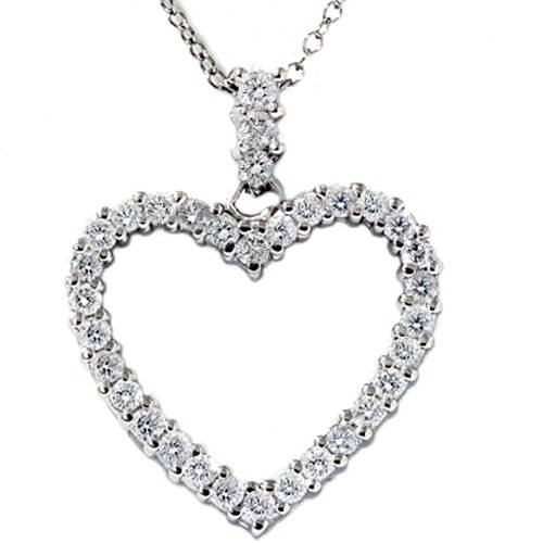3/4ct Real Diamond Heart Shape Pendant 14K White Gold (G-H, I1)