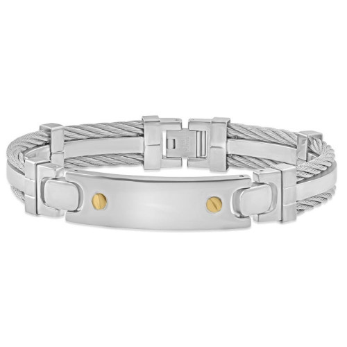 Men's Steel Two Tone Double Wire 12mm Link  8 " Bracelet Men's Steel Two Tone Double Wire 12mm Link  8 " Bracelet