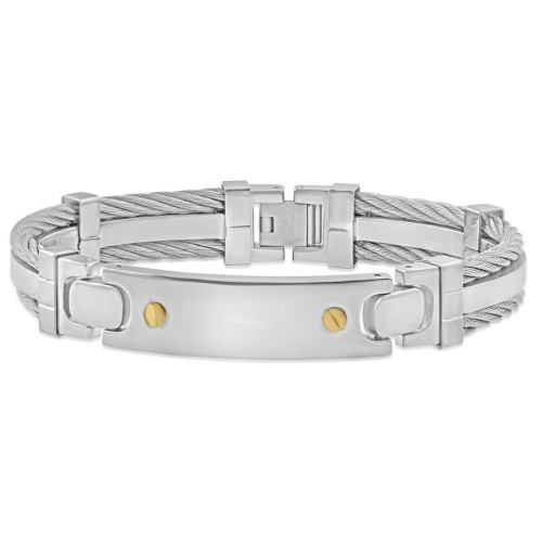 Men's Steel Two Tone Double Wire 12mm Link  8 " Bracelet
