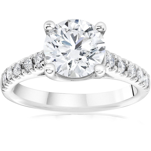 1 3/4Ct Diamond (1 1/2ct center) Engagement Ring 14k White Gold Lab Grown (G-H, VS)