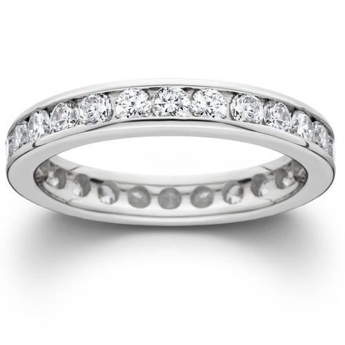 1 1/2ct Channel Set Diamond Eternity Ring 14K White Gold Lab Grown Wedding Band (G-H, VS)
