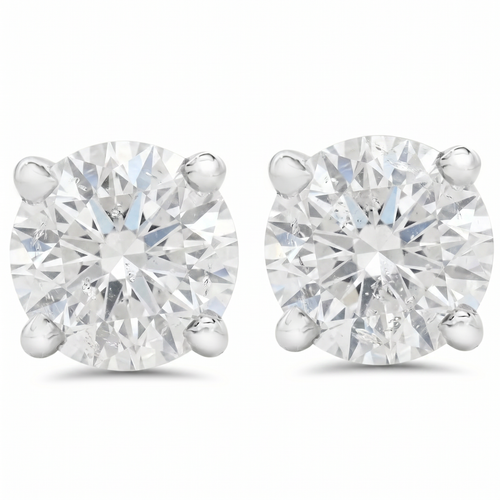 2 ct Round Diamond Screw Back Studs in 14k White Gold Enhanced (H-I, I1)