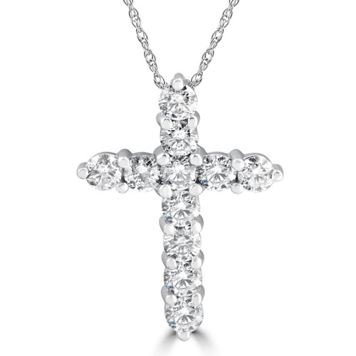 3CT Diamond Cross Pendant 14K White Gold
