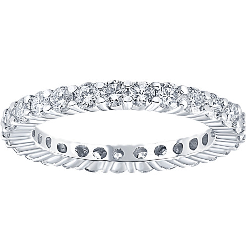 1 1/3CT Diamond Eternity Wedding Ring 14K White Gold (H/I, I1-I2)