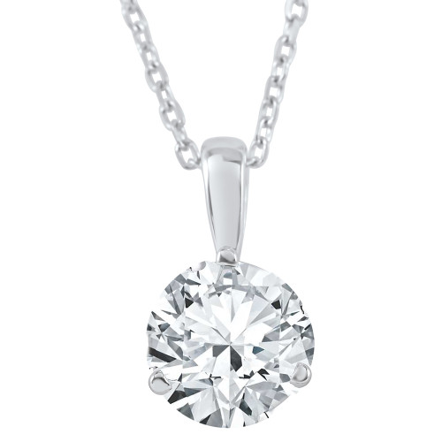3/4 ct Solitaire  Lab Grown Diamond Pendant available in 14K and Platinum (F-G, SI)