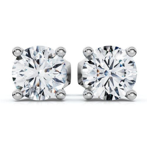 1 Ct TW Round Cut Diamond Screw Back Studs 14k White Gold Lab Grown (G-H, SI)