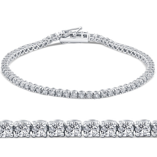 3ct Diamond Tennis Bracelet 14K White Gold Round Brilliant Cut 7 Inches (G-H, SI)