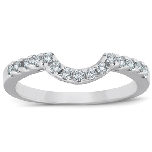 1/4ct Curved Diamond Notched Wedding Ring Enhancer 14K White Gold (J-K, I2-I3)