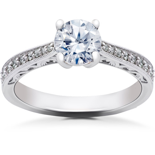 1 1/6 ct Lab Created Eco Friendly Diamond Vintage Engagement Ring 14k White Gold (F-G, VS) 1 1/6 ct Lab Created Eco Friendly Diamond Vintage Engagement Ring 14k White Gold (F-G, VS)