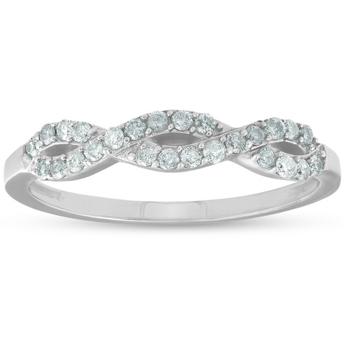 1/4ct Infinity Diamond Stackable Women's Wedding Ring White Gold Band (G-H, I2-I3)