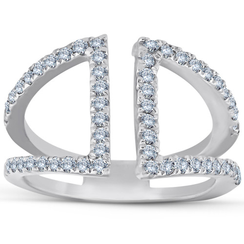 1/2ct Diamond Ring Open Fashion Right Hand Split Band White Gold (I-J, I2-I3)