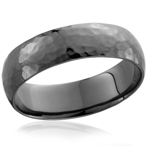 Mens 14K Black Gold Hammered Wedding Ring 6mm New Band Mens 14K Black Gold Hammered Wedding Ring 6mm New Band