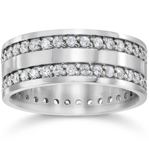 10K White Gold 1 1/2ct Diamond Eternity Ring Wedding Band (G-H, I1)