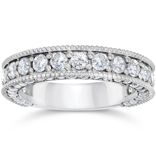2 1/8 Carat Vintage Diamond Wedding Ring 14K White Gold (G-H, I1)