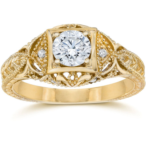 Emery 5/8Ct Vintage Genuine Diamond Engagement 14K Yellow Gold (H-I, I1)