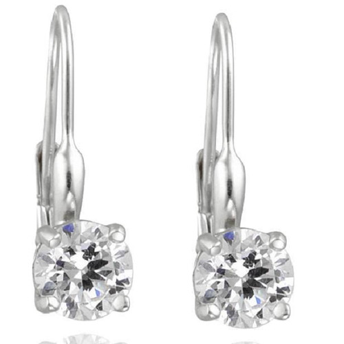 5/8ct Lever Back Dangle Hoops 14K White Gold Earrings Lab Grown (F-G, VS)