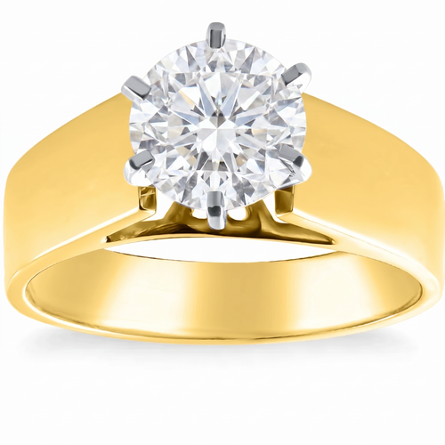 Certified 2Ct Round Diamond Solitaire Engagement Ring 14k Yellow Gold Lab Grown (F-G, VS)