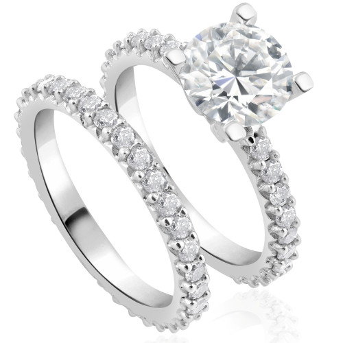 2 3/4Ct Diamond Engagement Wedding Ring Set in 14k White Gold (G-H, VS)