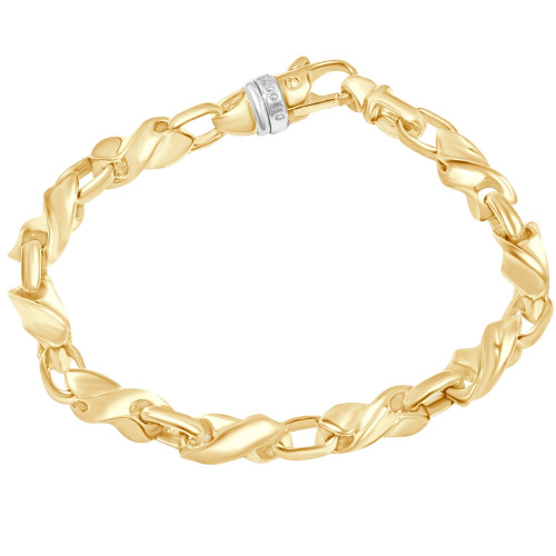 Men's Twisted & Round 14k Gold (45gram) or Platinum (84gram) 7mm Link Bracelet 8.5"