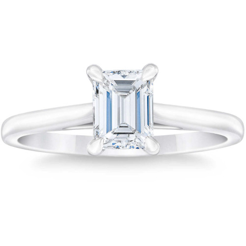 Platinum 1Ct Emerald Cut Diamond Solitaire Engagement Ring Lab Grown (G-H, SI)